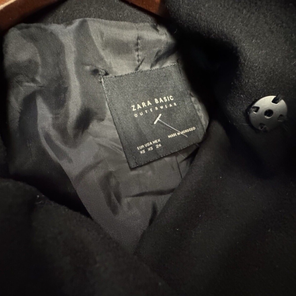 Zara Basic,Woman,Coat,Jacket,Black,Sz Xs,Buttons,Hood,Long Sleeve,Cross neck.! - Picture 10 of 12